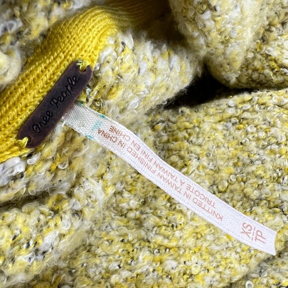 Free People BFF Sweater Cowl Neck Textured Oversized Quince Yellow Green Size XS - Picture 8 of 13